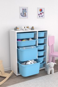 Resim Zen 10 Sepetli Çok Amaçlı Oyuncak Dolabı Mavi 