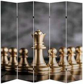 Resim Satranç Temalı Özel Tasarım Paravan Room Divider Oda Bölücü PRVN-1318-1, 220 x 180 