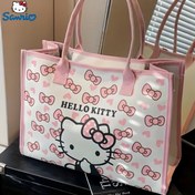 Resim 1pc of Spacious Hello Kitty Canvas Tote Bag from Sanrio - a Durable Zip Shoulder Bag, Perfect for Women | Suitable for Shopping And Everyday Use 