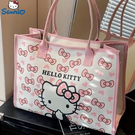 Resim 1pc of Spacious Hello Kitty Canvas Tote Bag from Sanrio - a Durable Zip Shoulder Bag, Perfect for Women | Suitable for Shopping And Everyday Use 