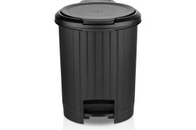 Resim Şık Siyah Bas Aç Mekanizmalı Banyo ve Mutfak Çöp Kovası 