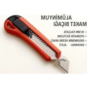 Resim Alüminyum Maket Bıçağı - 18 Mm, Otomatik Kilitleme Sistemi 