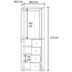 Resim Bükreş No.2 Askılı 4 Çekmeceli 3 Raflı Gardırop 