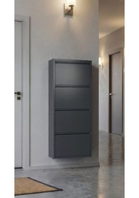 Resim Dörtlü Metal Ayakkabılık Premium Antrasit Antrasit 