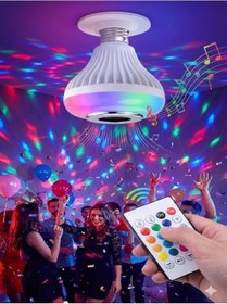 Resim Bluetooth Rgb Led Hoparlörlü Akıllı Ampul - Renkli Müzikli Lamba Ve Kumanda Çok Renkli 