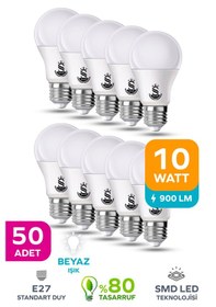 Resim 10w Tasarruflu Beyaz Renk Led Ampul-1-2-4-6-8-10-50-100 Adettir 50 Adet 