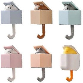 Resim Hh Kedi Kancalı Kapı Askısı - 6 Adet Sevimli Dikişsiz Anahtar Şemsiye Havlu Başlık Kancası Bluerat Diğer 