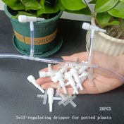 Resim 20 Parça Bahçe Saksı Sulama Bağlantı Seti, Damla Regülatörü + T Fitting (Her Birinden 10 Adet), Ayarlanabilir Akış Kontrolü ile Veranda Bitkileri ve Akvaryum Havalandırma için, 0.4 cm İç Çaplı Hortumlara Uyumlu 