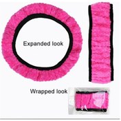 Resim Kırmızı Araba-styling Kış Kaymaz Araba Direksiyon Kapağı Inci Kadife Yumuşak Sıcak Peluş 