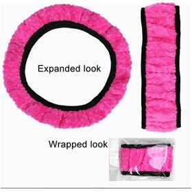 Resim Kırmızı Araba-styling Kış Kaymaz Araba Direksiyon Kapağı Inci Kadife Yumuşak Sıcak Peluş 