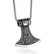 Resim Chavin Vintage Nordic Viking Lun Un Balta Çelik Kolye 