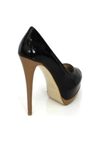 Resim Karnaval Platform Yüksek Topuk Siyah Rugan-hakiki Deri Ayakkabı Siyah 