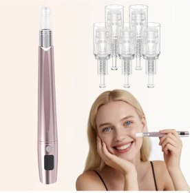 Resim Elmpaly Kablosuz 6 Seviyeli Profesyonel Mikroiğneli Cilt Kalemi, 0.25mm 5 Yedek Uçlu, Pembe, Kadınlar Ve Anneler Günü İçin Hediye. 