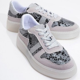 Resim Luvi Shoes Rexie Gümüş Desenli Simli Kadın Spor Ayakkabı Gümüş 