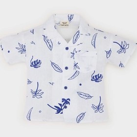 Resim DeFacto Erkek Bebek Tropikal Desenli Flamlı Poplin Kısa Kollu Gömlek E7803A525SMWT34 Beyaz 