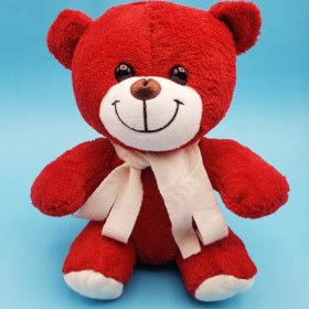 Resim Kırmızı Peluş Atkılı Oyuncak Ayıcık Çok Renkli 