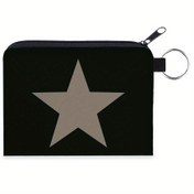 Resim Kadınlar için Polyester Taşınabilir Dijital Baskılı Siyah Beş Köşeli Yıldız Desenli Bozuk Para Cüzdanı, Çok Fonksiyonlu Anahtar Kart Çantası, Kulaklık Çantası, Tatil Hediyesi 22405 