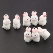 Resim 8'li/5'li Şirin 3D Kadife Pembe Tavşan Kolye Uçları - DIY Takılar, Zincir Süslemeleri, Pandantif Aksesuarları, Çanta Dekorasyonu, İnce El Yapımı Hediyelere Mükemmel 