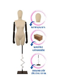 Resim 36 Beden Dekoratif Zig Zag Ayaklı İğne Batabilen Terzi Mankeni Sp 