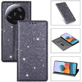 Resim Xiaomi 13 Ultra İçin Parıltılı Kapak Cüzdan Manyetik Kapama Pu Deri Kartlık 