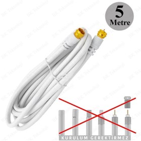Resim BK Teknoloji F Konnektörlü 5 Metre Rg6/u Coaxial Hazır Uydu Anten Kablosu 