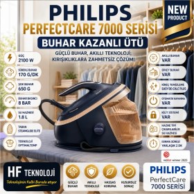 Resim Philips Steam Glide Tabanı ile 3210 W Gücü ve Otomatik Kapanma Özelliği ile Yeni Buhar Kazanlı Ütü 