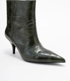 Resim Luvi Shoes Nuvıa Yeşil Baskı Sivri Burunlu Kadın Topuklu Bot Yeşil 