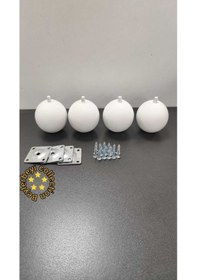 Resim Puf Ayağı 4adet Mobilya Ayağı Ahşap Topaç Ayak Masa Sehpa Ayağı Ahşap Yuvarlak Ayak Yükseklik 7,5 Cm Beyaz 