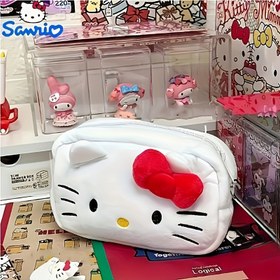 Resim Sanrio Hello Kitty Peluş Kalem Kutusu - Büyük Kapasiteli, Kadınlar için Sevimli Japon Esintili Kırtasiye Düzenleyici 