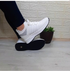 Resim M.p 1669 Beyaz İçten Gizli Topuk 7cm Taşlı Kadın Spor Ayakkabı 001 