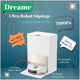 Resim Dreame Ultra 7000PA Uyumlu Emiş Complete, Otomatik Paspas Yıkama ve Kurutma, Robot Süpürge 