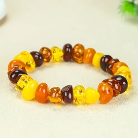 Resim Ziquexsite Doğal Kehribar Boncuklu Bileklik - Altın Sarısı'dan Kahverengi-Kırmızıya Kehribar Taşlı, Günlük ve Resmi Kullanım İçin Kadınlar için Şık Vintage Tasarım, Cilalı Yüzeyli Takı 