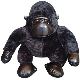 Resim Sevimli Deri Detaylı Peluş Goril 35cm - Çocukların Yeni En İyi Arkadaşı Siyah 