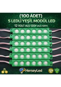 Resim 100 Adet 5 Ledli Yeşil Modül Led 12 Volt Als-120y Yeşil 