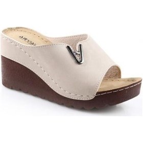 Resim Aryan 26-893 Orto Pedik Dolgu Topuk Kadın Günlük Terlik 001 