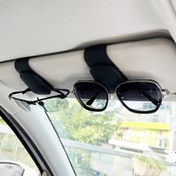 Resim Evrensel Manyetik Araba Güneşlik Gözlük Tutucu Klips - Dayanıklı PVC 3'ü 1 Arada Tasarım (Moda Gözlük Çerçevesi & Bilet Tutucu) SUV, Kamyonet ve Pickuplar için - Siyah 