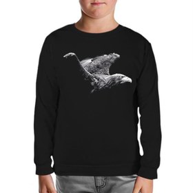 Resim Kartal Siyah Çocuk Sweatshirt 