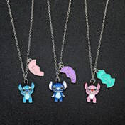 Resim 3 adet Disney Stitch Angel Kolye En İyi Arkadaş Sonsuza Kadar Kalp Gögüs Zinciri Kadın Erkek Arkadaşlık Takı Hediyeleri Seti - Funky Stil, Mavi, Pırlanta Kolye, Sentetik Taş, Alaşım Malzeme, Manyetik Olmayan, Disney Marka, Günlük Olay, Hediye Verme Olayı, Tatil Olayı, Sevgililer Günü, Cadılar Bayramı, Noel, Tüm Mevsimler 