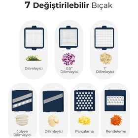 Resim Fabcio Magicmom Çok Amaçlı 13 Parça Mutfak Rendesi Seti Beyaz - Lacivert 