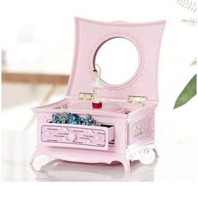 Resim Pazly Pembe Müzik Müzik Kutusu, Kutusu Geeroyoo Dönen Dekoratif Dansçılı Çekmeceli Bale Aynalı Sq 