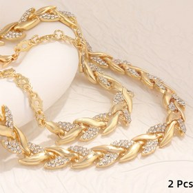 Resim 2 adet dinamik balık kuyruğu takı seti | 1 kolye + 1 bileklik, parıldayan taşlarla süslenmiş biyomimetik balık kuyruğu eğrisi, okyanus romantizmini yansıtan ışıltılı dokusuyla dikkat çekici günlük kullanım için orijinal ve lüks bir seçim! 