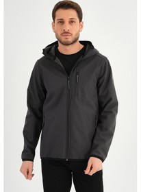 Resim Alexander Gardi Alexandergardı Fermuarlı İçi Polarlı Su İtici Softshell Kumaş Kapüşonlu Mont E24-mnt-01 Gri 