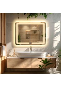 Resim Linea Günışığı Kumlamalı Lavabo & Banyo Aynası Dokunmatik Sensörlü 70 X 45 