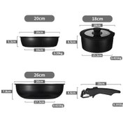 Resim Glampıng 5 Parça Easy Clip Çıkarılabilir Saplı Taşınabilir Tava Ve Tencere Seti Çok Renkli 