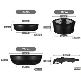 Resim Glampıng 5 Parça Easy Clip Çıkarılabilir Saplı Taşınabilir Tava Ve Tencere Seti Çok Renkli 