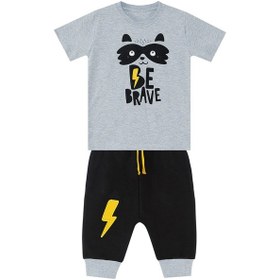 Resim Denokids Rakun Erkek Çocuk T-shirt Kapri Şort Takım Çok Renkli 