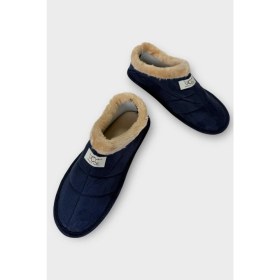 Resim Unisex Içi Yünlü Kışlık Ev Ayakkabısı Panduf Lacivert 