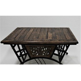 Resim Eskitme Ahşap Ferforje Dikdörtgen Sehpa 76x50x46 Cm. Kna251 Eskitme Ahşap 