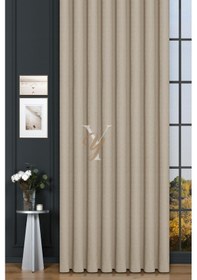 Resim Keten Fon Perde V-4004 Krem Krem 