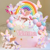 Resim 1 Adet LAVENTY Unicorn Pasta Süsü - Pastel Gökkuşağı, Kanatlı - Doğum Günü Partisi Dekorasyonu, Pony Cupcake'ler, Pasta Süsleri - Montaj Gerekmez - Kızlar İçin Mükemmel Doğum Günü Hediyesi, Büyülü Cupcake Dekoru, Büyülü Peri Teması, Reçine Dekoratif Elemanlar, Fantazi Dekor, Hafif Dekor, Cadılar 